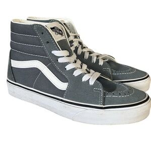 Vans Sk8-Hi Sneakers Gray White High Top Suede Skateboard Skater Shoes Women 6.5